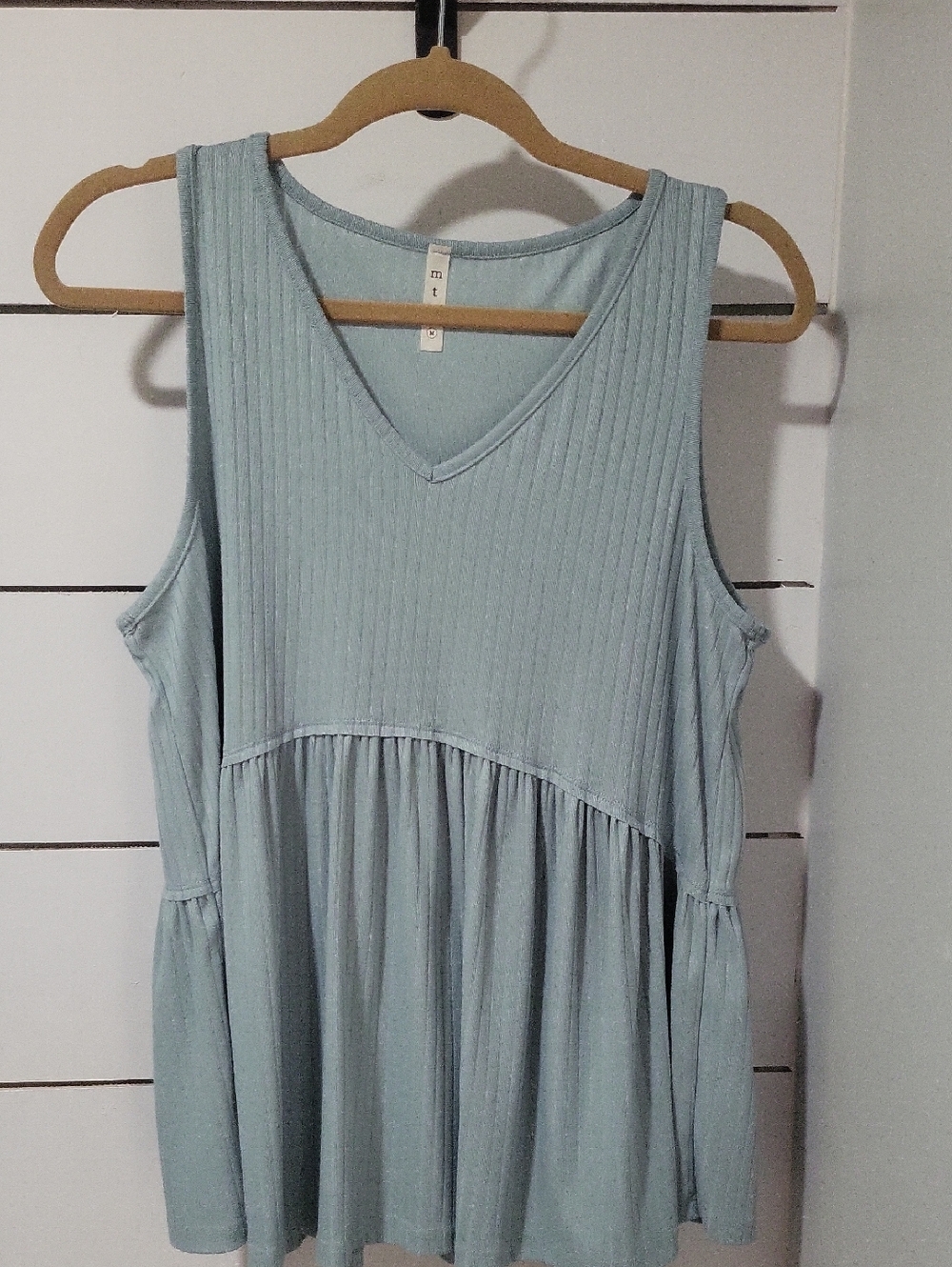 mts Light Blue Ribbed V-Neck Tank Top